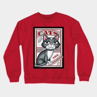 Cute Gray and White Kitty with Cats are Amazing Red Crewneck Sweatshirt